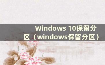 Windows 10保留分区（windows保留分区）